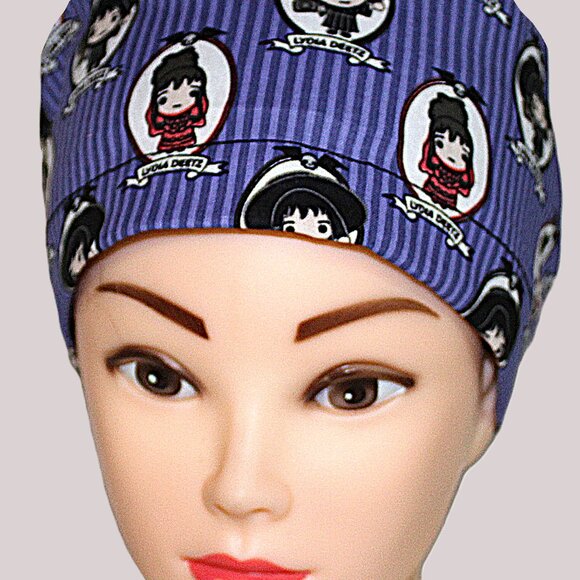 Womens Beetlejuice Movie Inspired Lydia Deetz Euro Scrub Cap, Handmade NWOT - Picture 2 of 8
